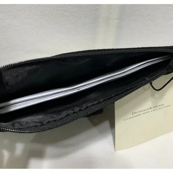 NWT Donna Karan Cashmere Mist Cosmetic Case Makeup Bag Black Bow - Picture 5 of 6